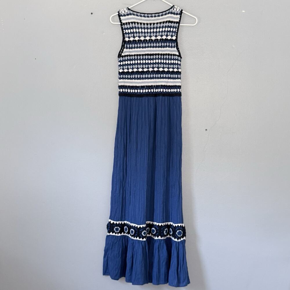 Zara Maxi Dress Size Small Blue Crochet Bodice Guazy colorful - Picture 4 of 6